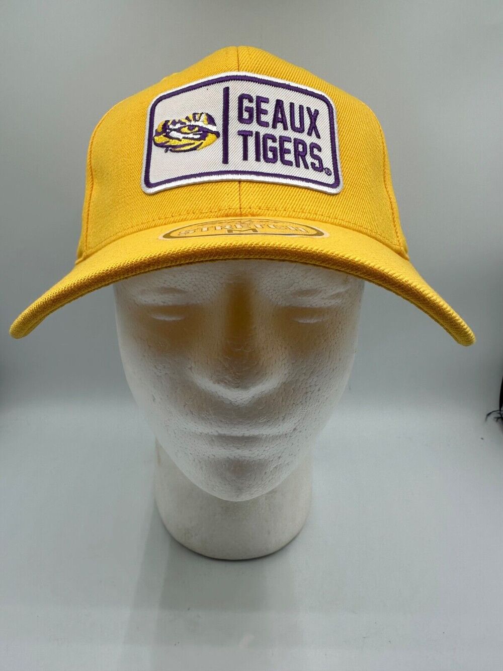 LSU NCAA Geaux Tigers Patch Embroidered Hat Zephyr Stretch Medium Yellow Purple